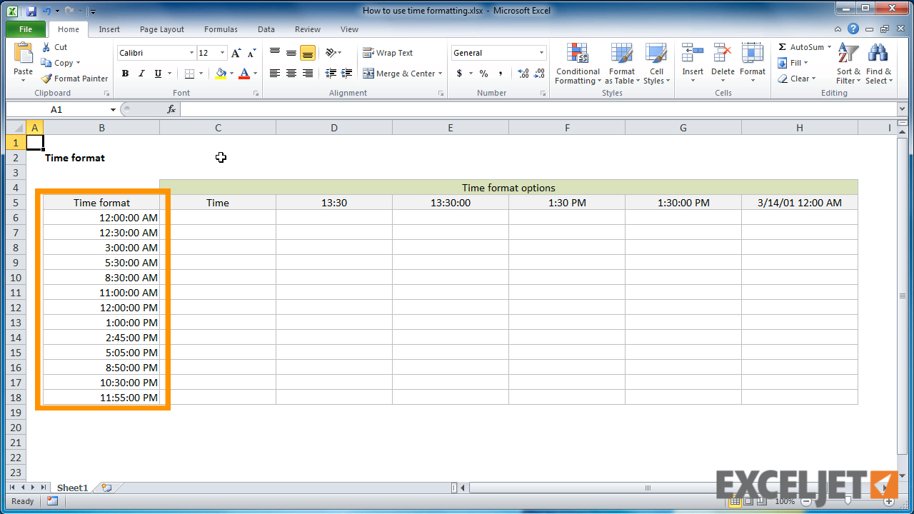 Excel Tutorial How To Use Time Formatting In Excel 7390